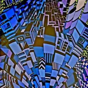 Geometric Depths, a vertical digital artwork by Gus Bradt